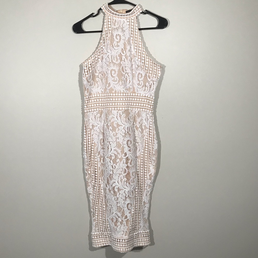 Pretty Little Thing Lace Crochet High Neck Dress